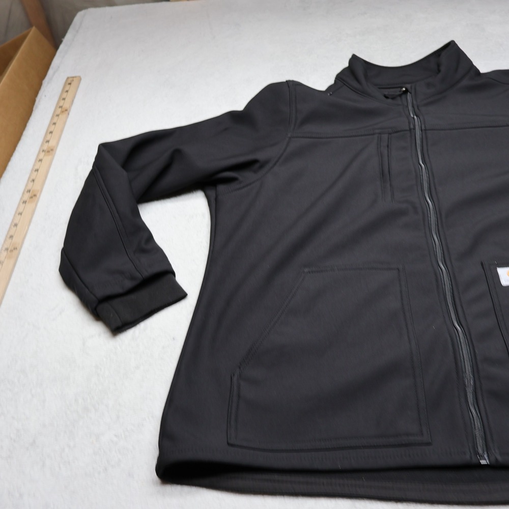 Carhartt Scrub Jacket Men 2XL Black Rugged Flex Peak Bonded Fleece Modern Fit - Picture 2 of 15